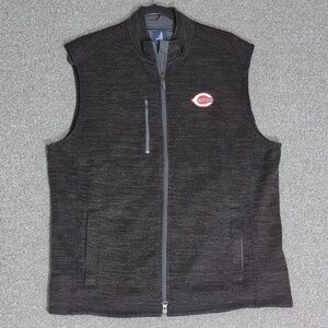 Johnnie-O Tahoe Vest Size Large in Heathered Black/Brown Cincinnati Reds Logo